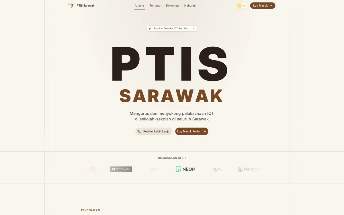 Screenshot of MyPTIS Sarawak platform dashboard